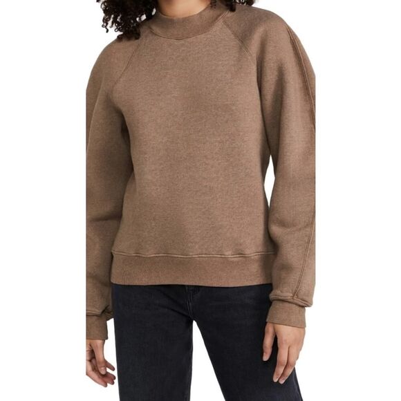AGOLDE Tarron Mock Neck Sweatshirt in Toffee Heather Size XS - New - Picture 1 of 6